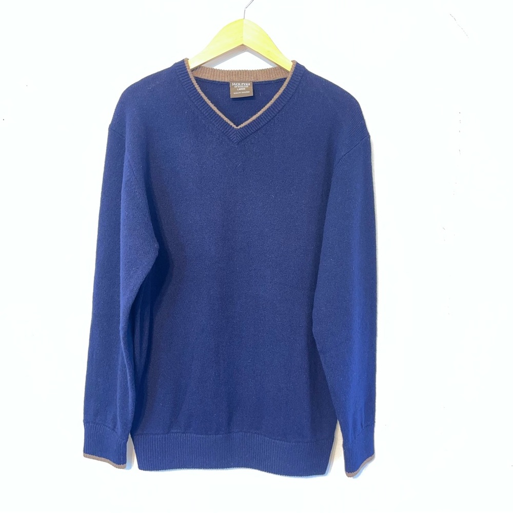Jack Pyke of England 100% Lambs Wool V-Neck Pullover Sweater Dark Blue Large